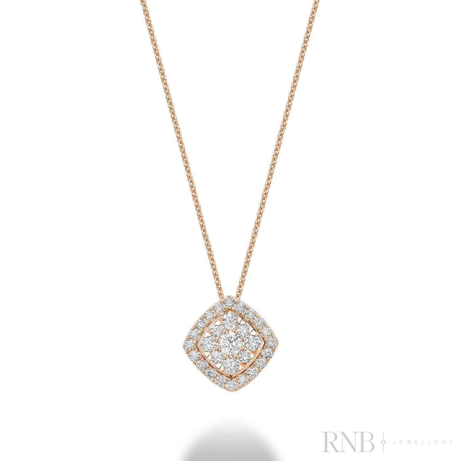 Cushion Shape Pave Halo Diamond Pendant