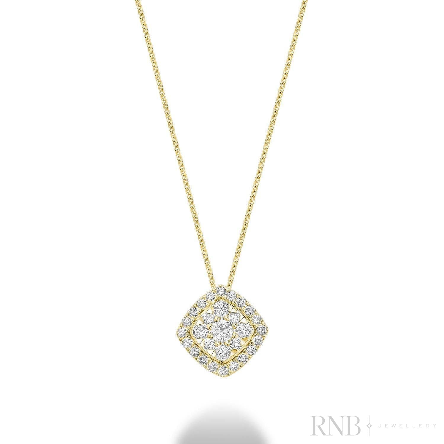 Cushion Shape Pave Halo Diamond Pendant