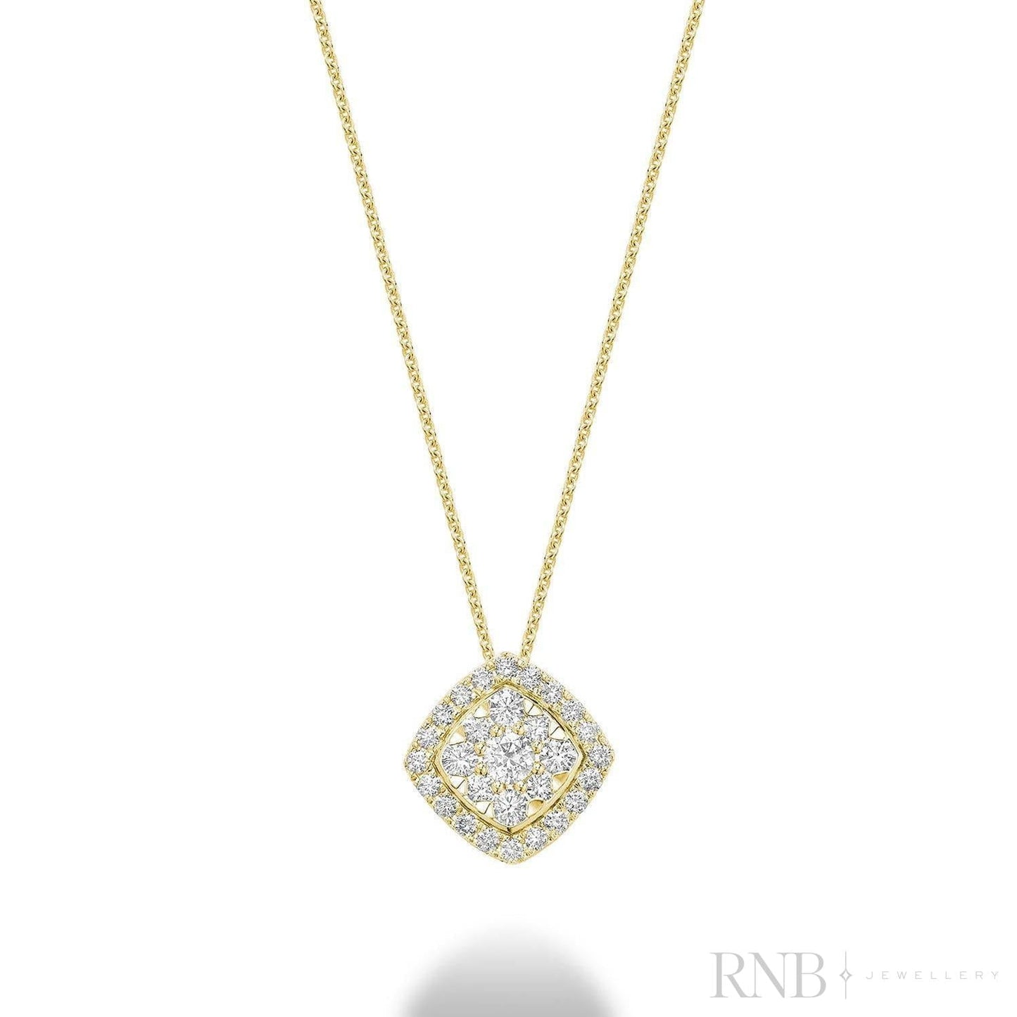 Cushion Shape Pave Halo Diamond Pendant