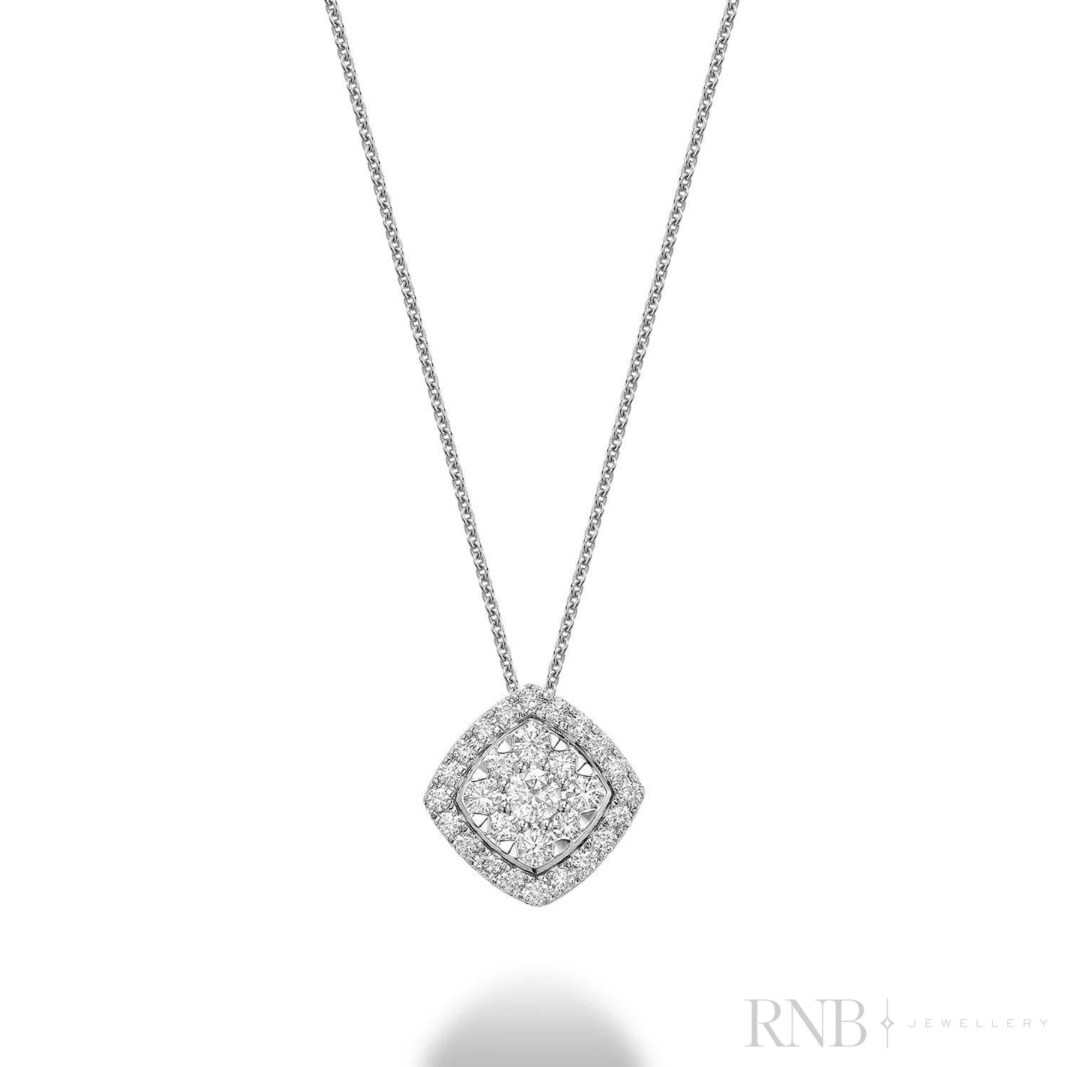Cushion Shape Pave Halo Diamond Pendant