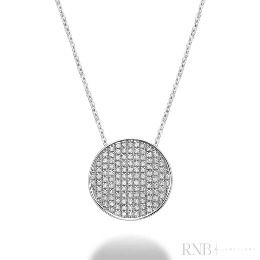 Curved Disc Pave Diamond Pendant