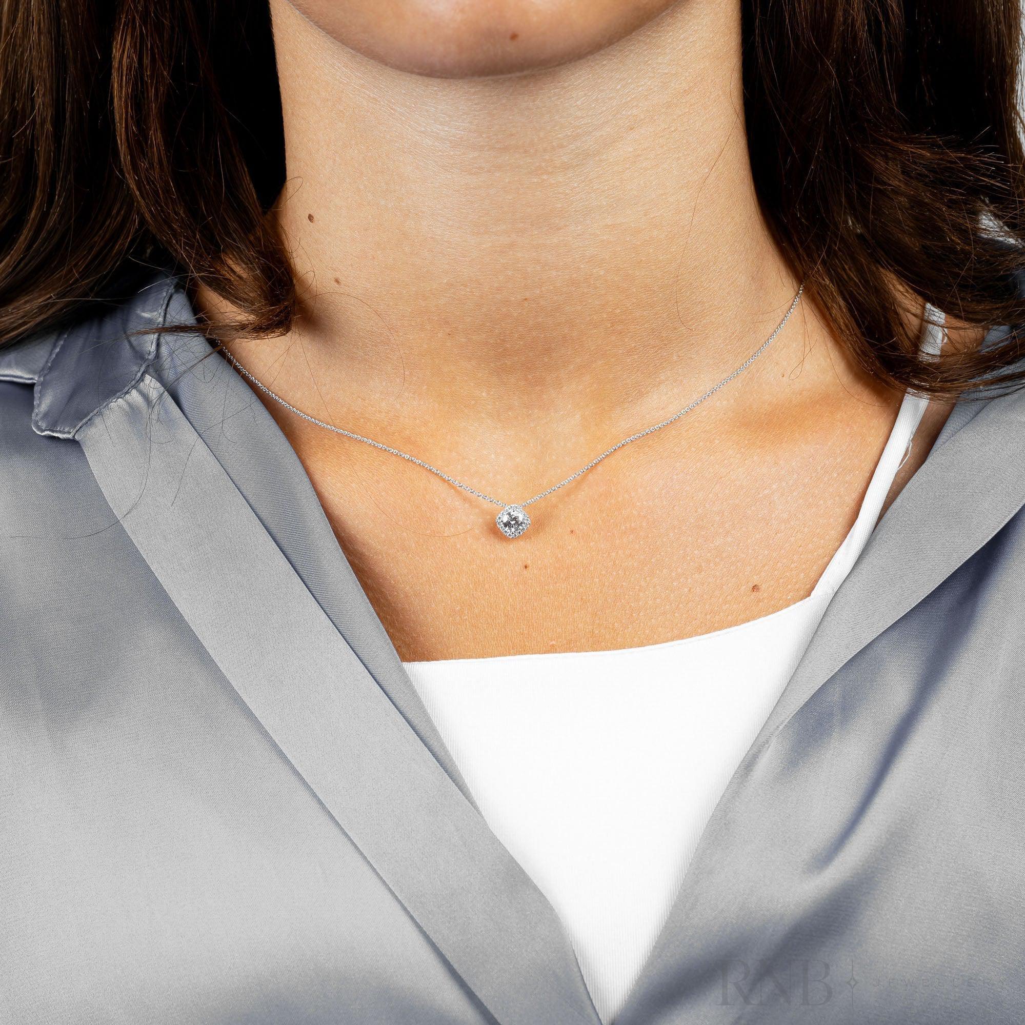 Cushion Shape Halo Diamond Pendant