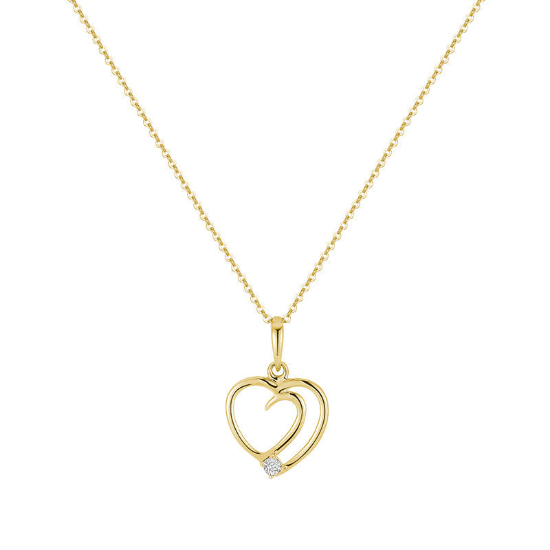 Wave Heart & Solitaire Diamond Pendant