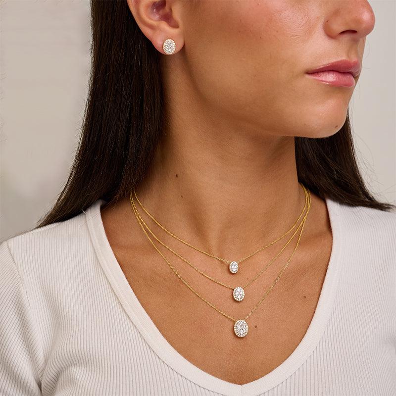 Oval Halo Illusion Diamond Pendant