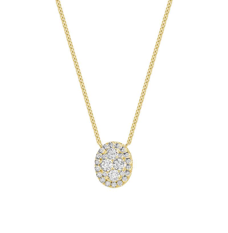 Oval Halo Illusion Diamond Pendant