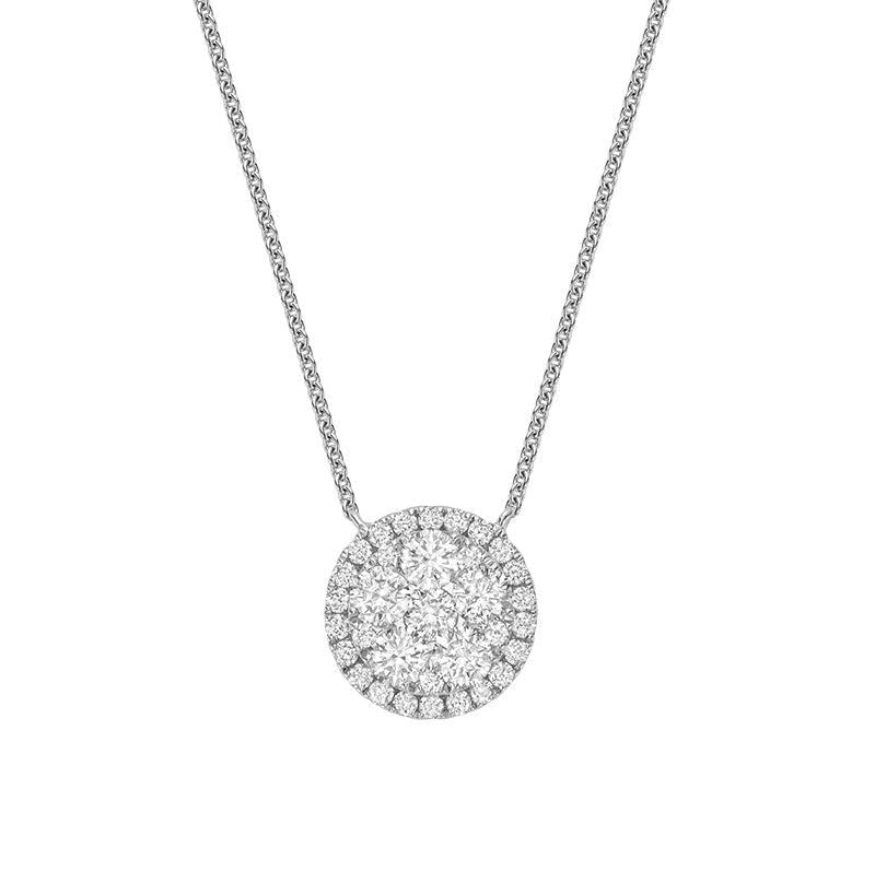 Round Halo Illusion Diamond Pendant