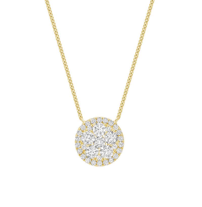 Round Halo Illusion Diamond Pendant