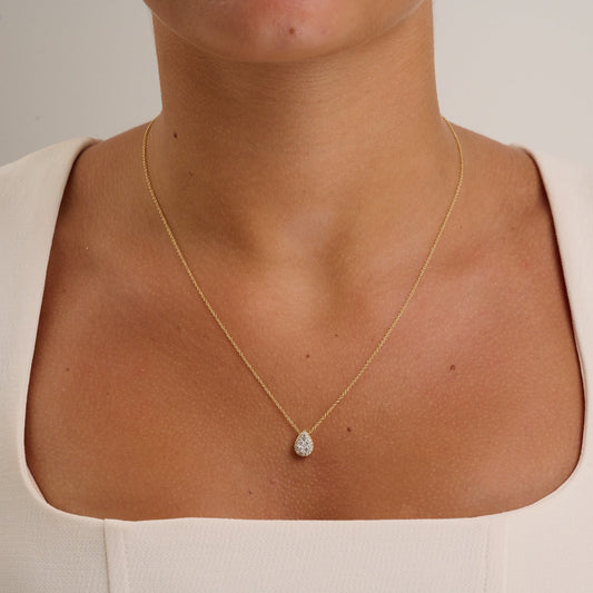 Halo Pear Shape Diamond Pendant