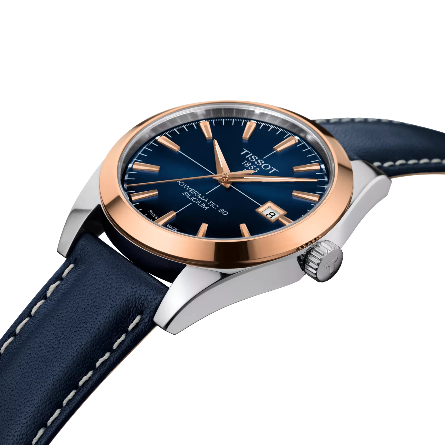 Tissot Gentleman Powermatic 80 Silicium Solid 18K Gold bezel T9274074604100