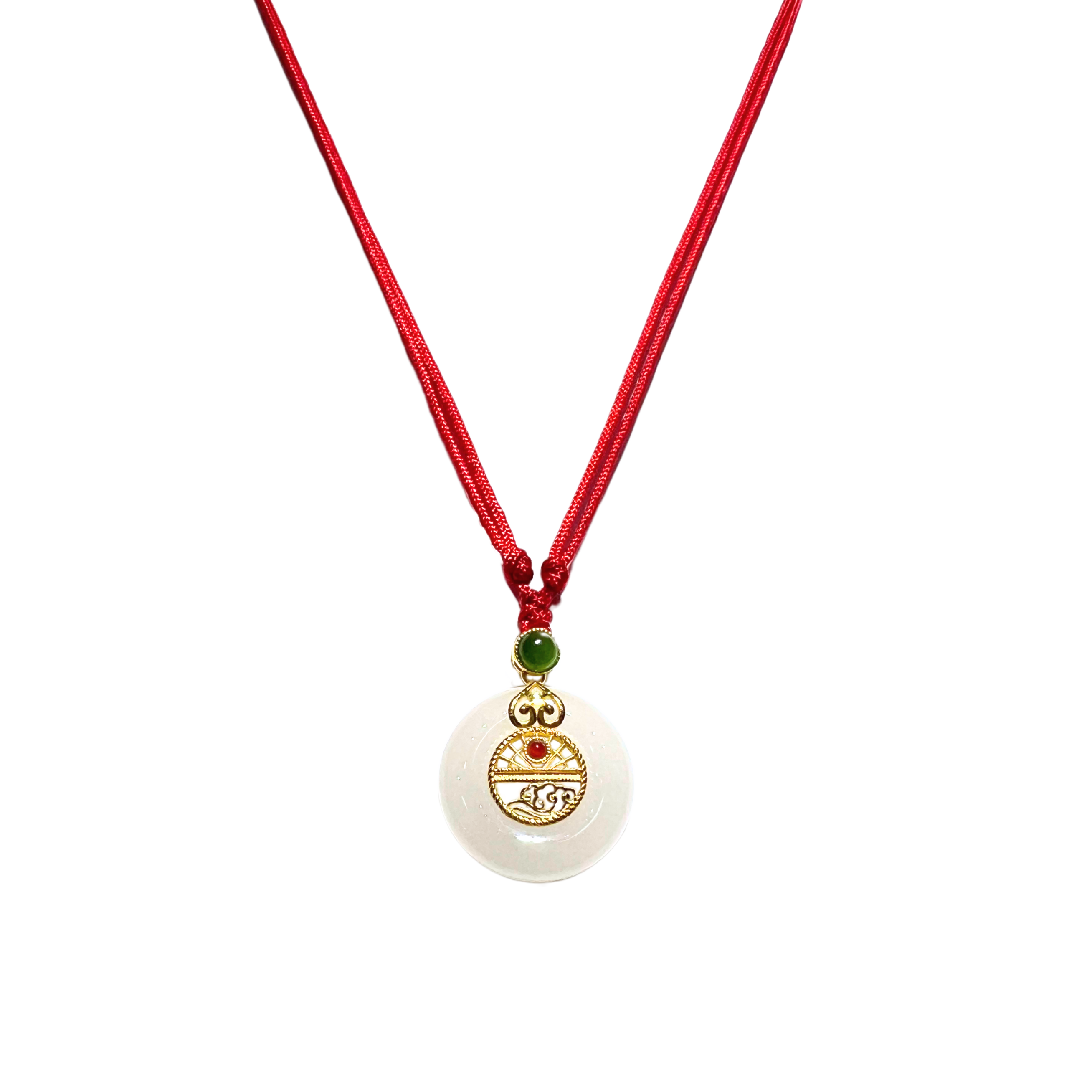 24K Hetian Jade Necklace (peace buckle)