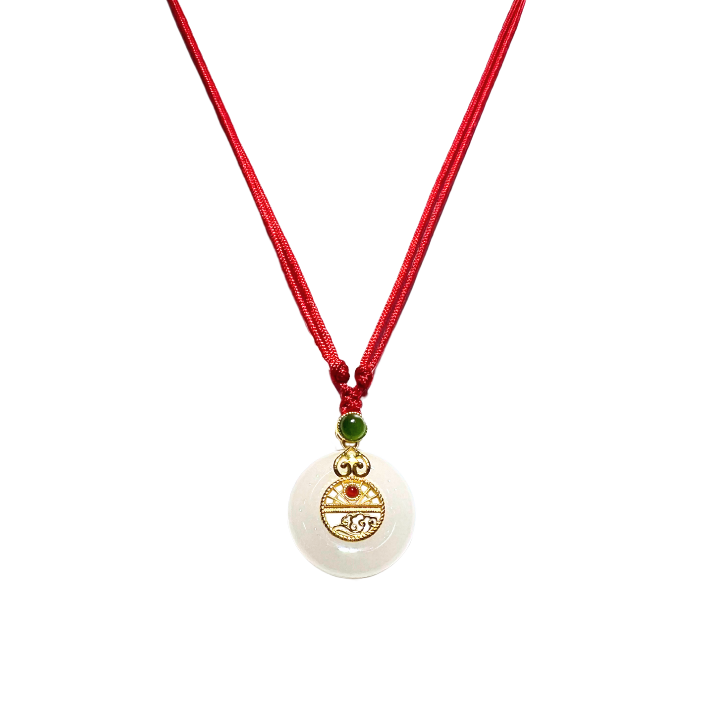 24K Hetian Jade Necklace (peace buckle)