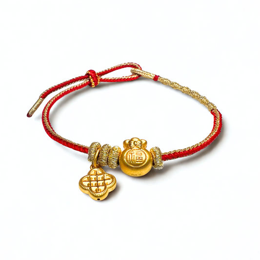 24K Gold Bracelet (Money Bag, Chinese Knotting)