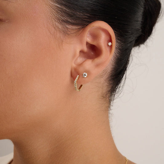 Hexi Diamond Huggie Earrings