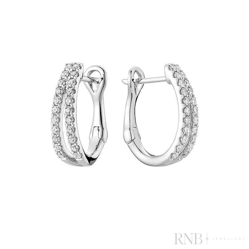 Double Row Diamond Loop Earrings