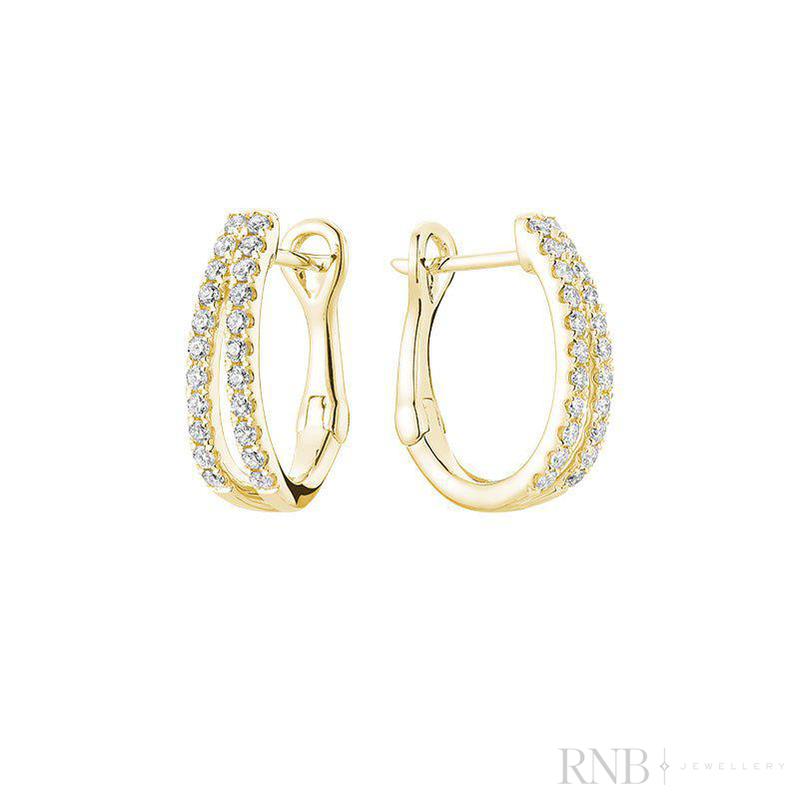 Double Row Diamond Loop Earrings