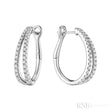Double Row Diamond Loop Earrings