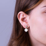 Mother of Pearl and Diamond Dangle Earrings