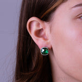 Cushion Cut Precious Stone & Diamond Halo Earrings