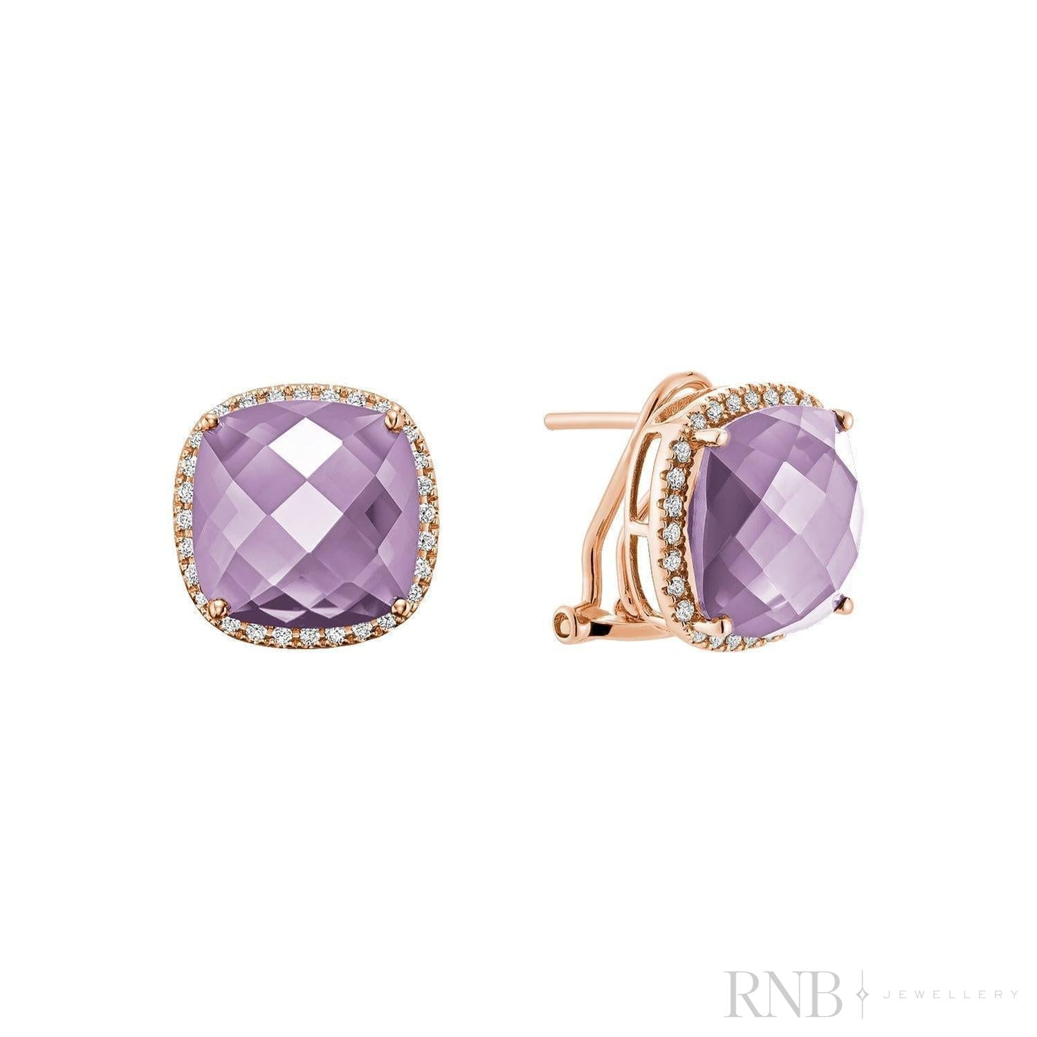 Cushion Cut Precious Stone & Diamond Halo Earrings