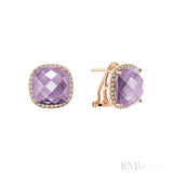 Cushion Cut Precious Stone & Diamond Halo Earrings