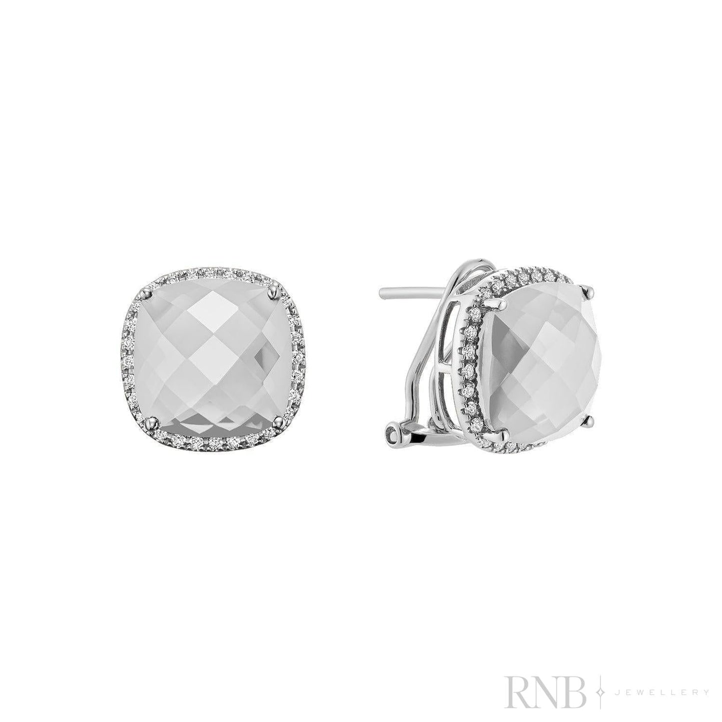 Cushion Cut Precious Stone & Diamond Halo Earrings