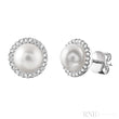 Cultured Pearl & Diamond Halo Stud Earrings-RNB Jewellery