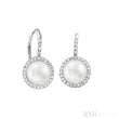 Cultured  Pearl & Diamond Halo Dangle Earrings
