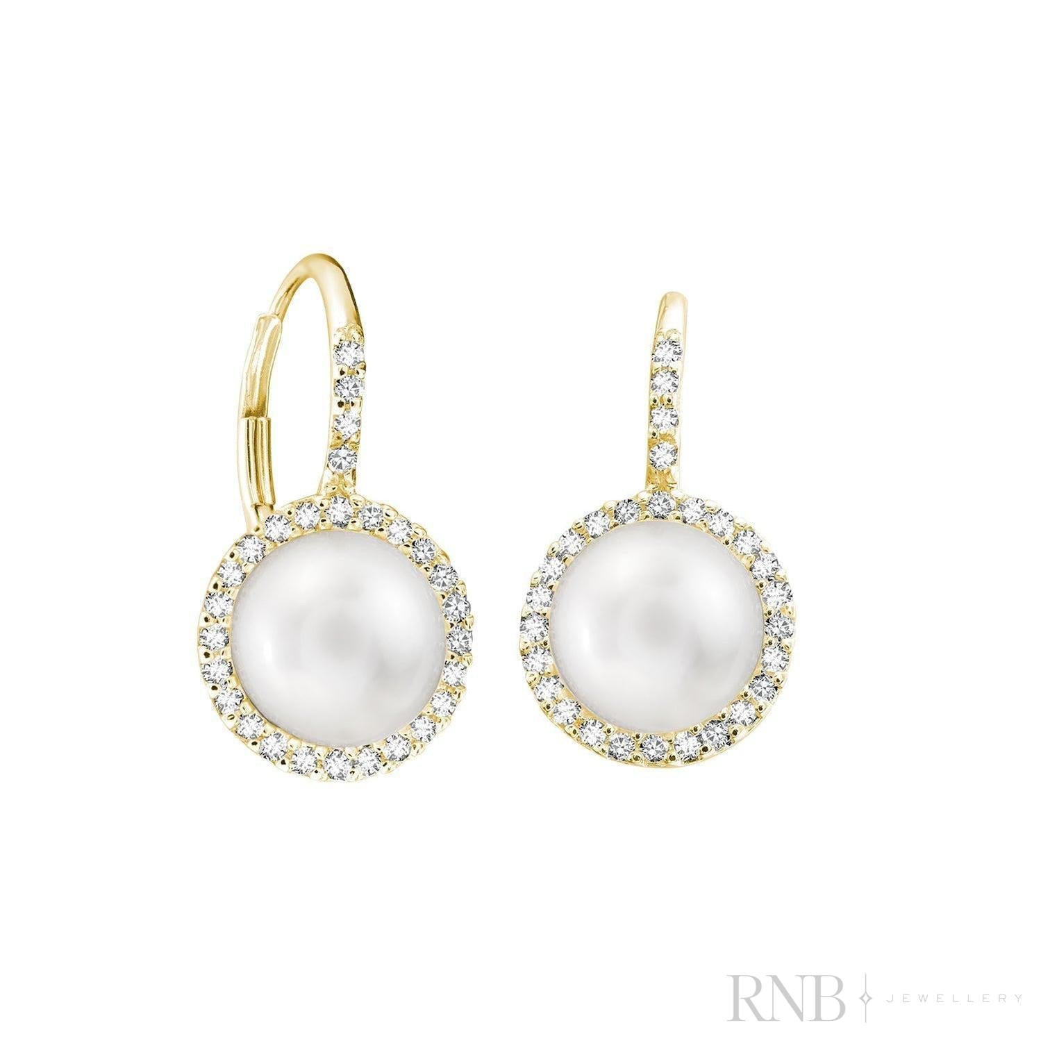 Cultured  Pearl & Diamond Halo Dangle Earrings