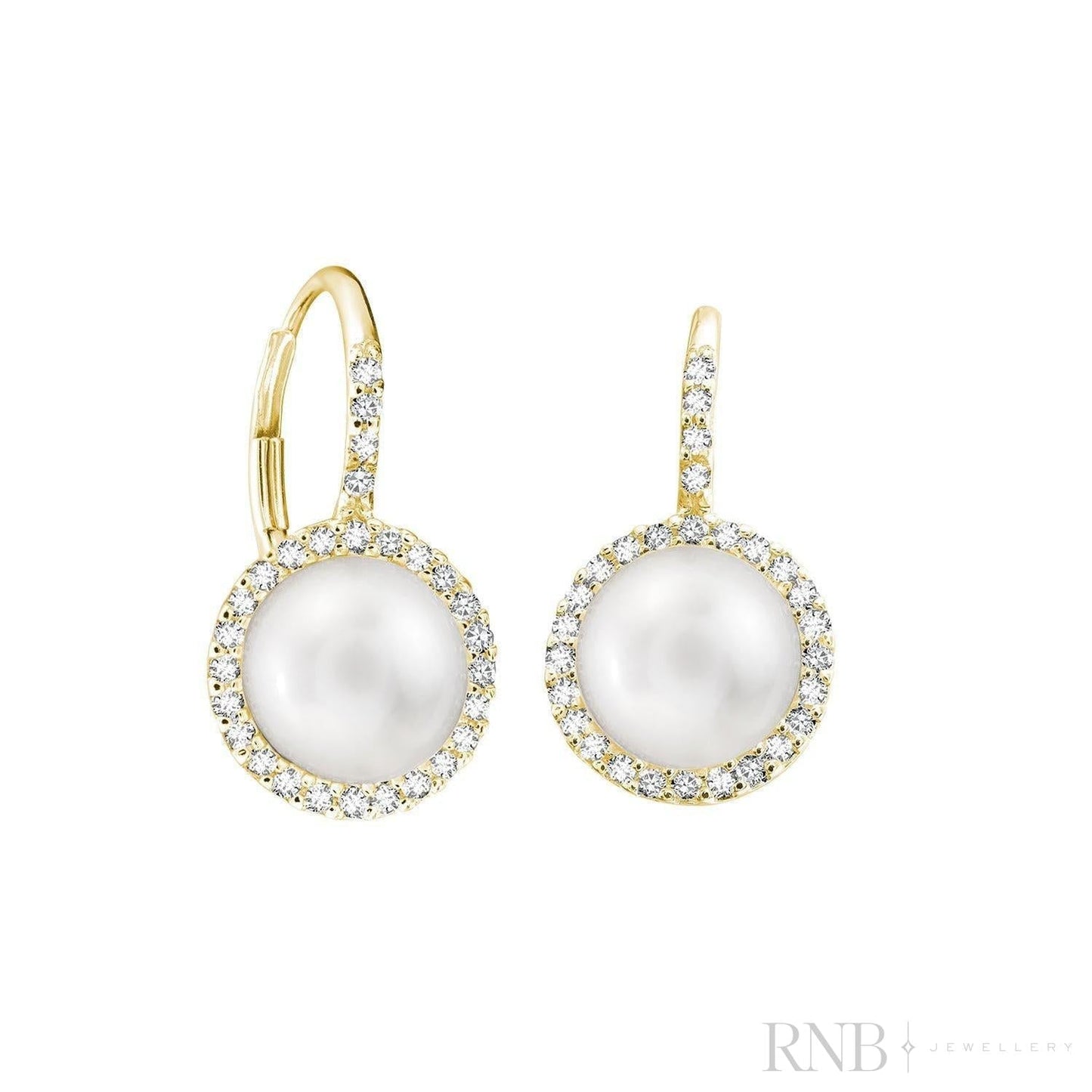 Cultured  Pearl & Diamond Halo Dangle Earrings