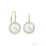 Cultured  Pearl & Diamond Halo Dangle Earrings