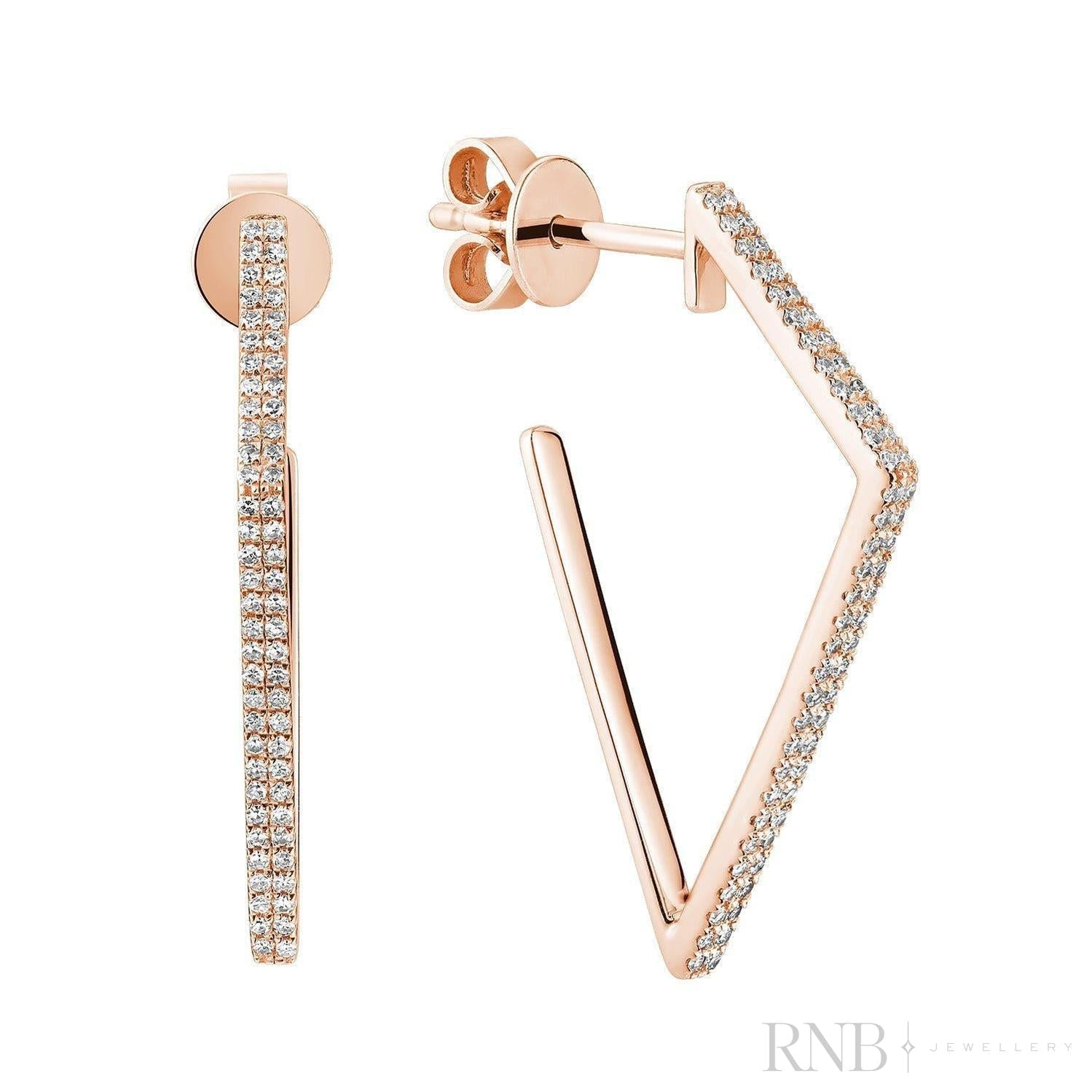 Triangular Diamond Loop Earrings