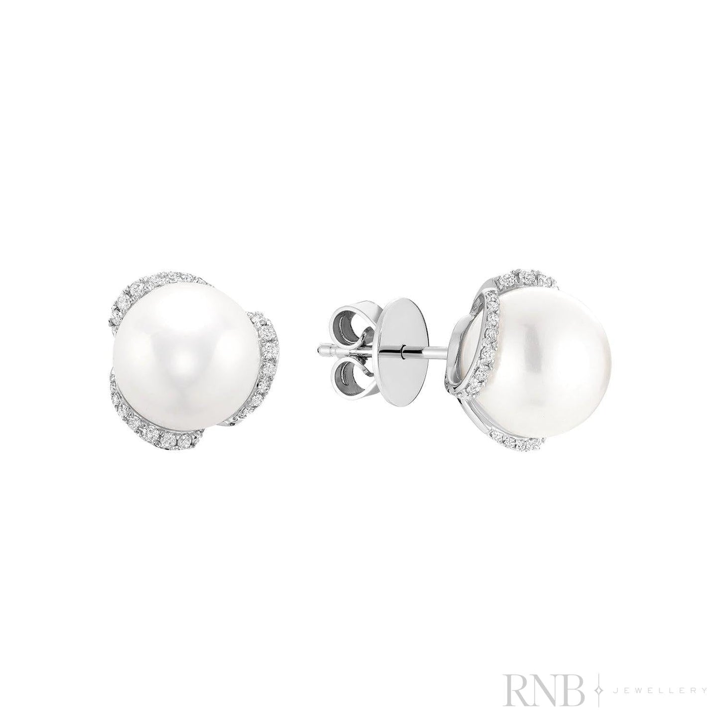 Cultured Pearl & Diamonds Stud Earrings