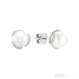 Cultured Pearl & Diamonds Stud Earrings
