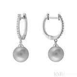 Cultured  Pearl & Diamond Dangle Earrings