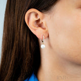 Cultured  Pearl & Diamond Dangle Earrings