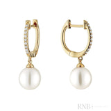 Cultured  Pearl & Diamond Dangle Earrings