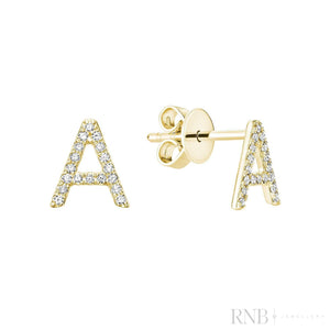 Diamond Initial Stud Earrings (Single)-RNB Jewellery