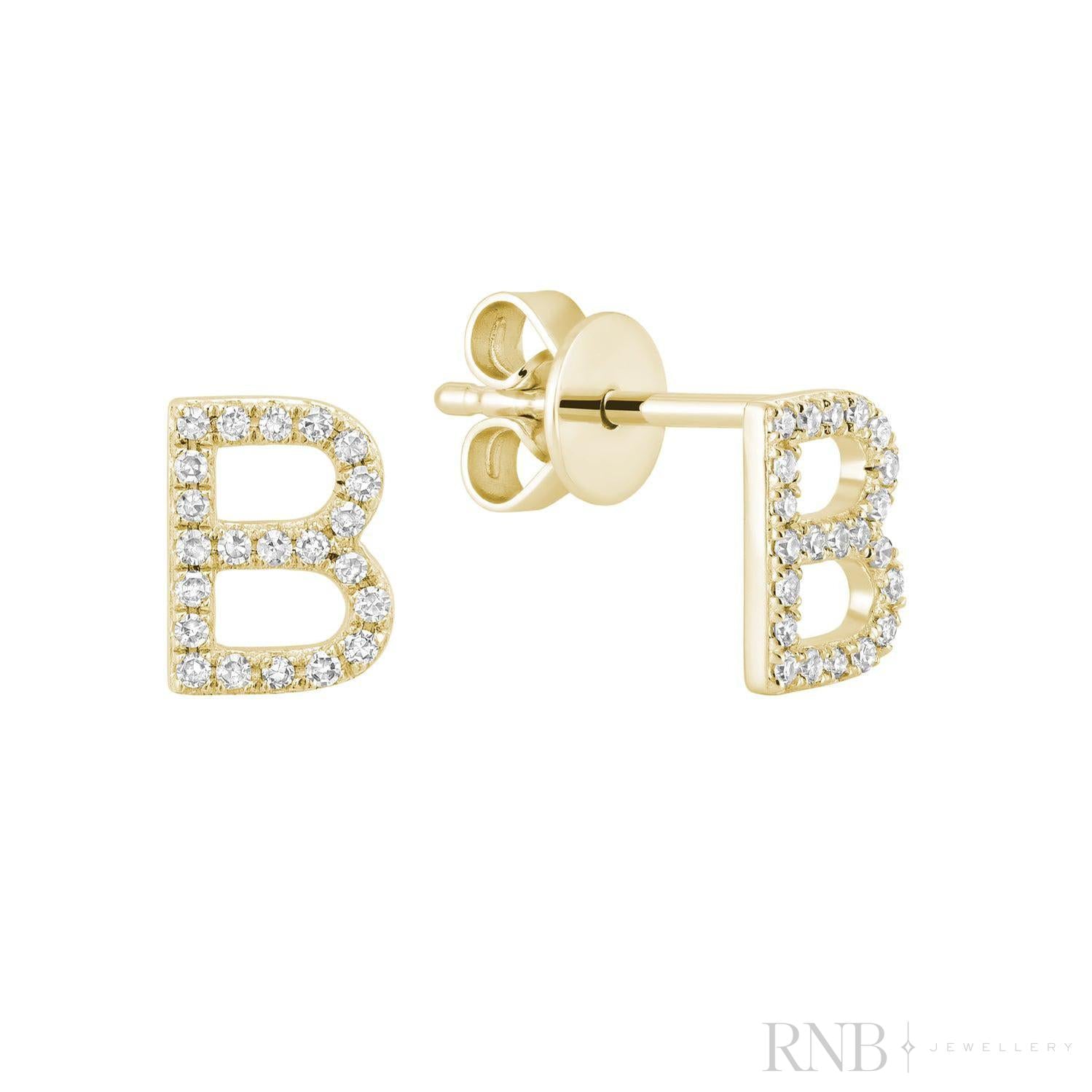 Diamond Initial Stud Earrings (Single)