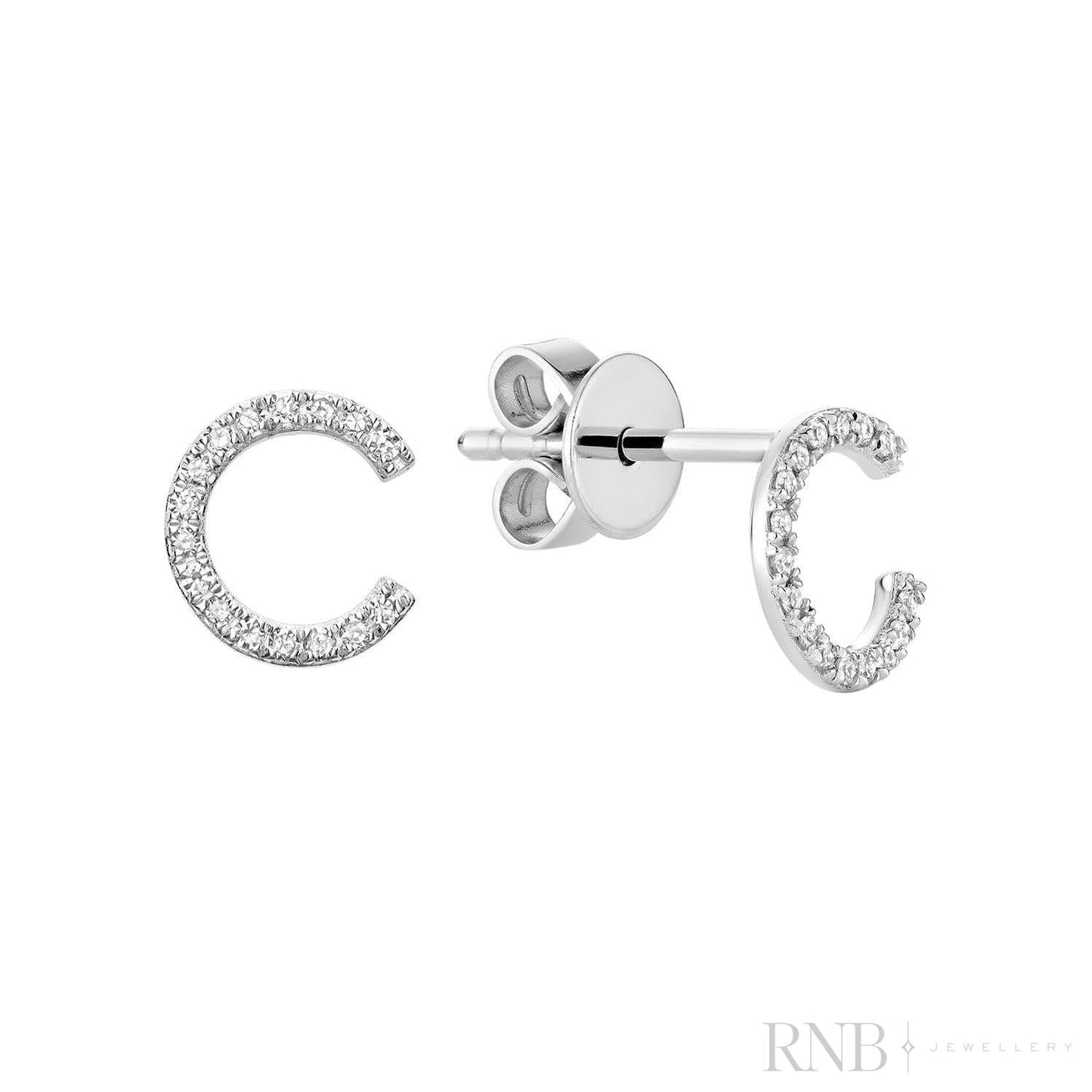 Diamond Initial Stud Earrings (Single)