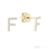 Diamond Initial Stud Earrings (Single)-RNB Jewellery