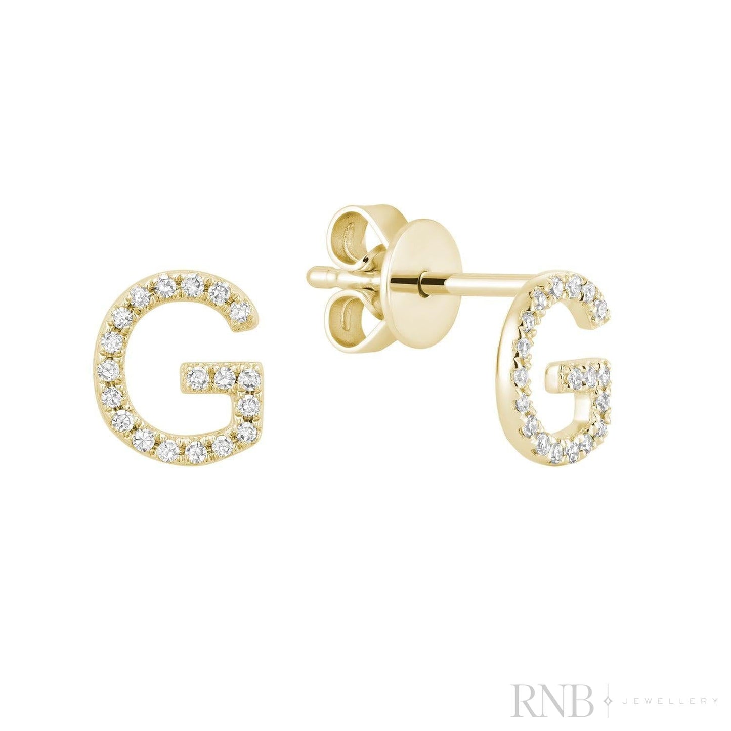 Diamond Initial Stud Earrings (Single)