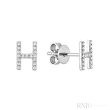 Diamond Initial Stud Earrings (Single)-RNB Jewellery