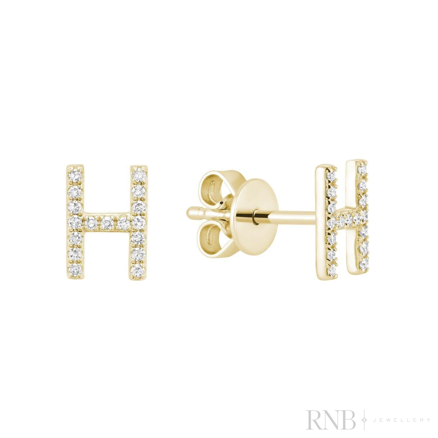 Diamond Initial Stud Earrings (Single)