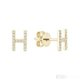 Diamond Initial Stud Earrings (Single)-RNB Jewellery