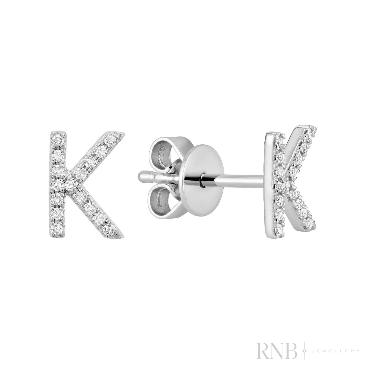 Diamond Initial Stud Earrings (Single)
