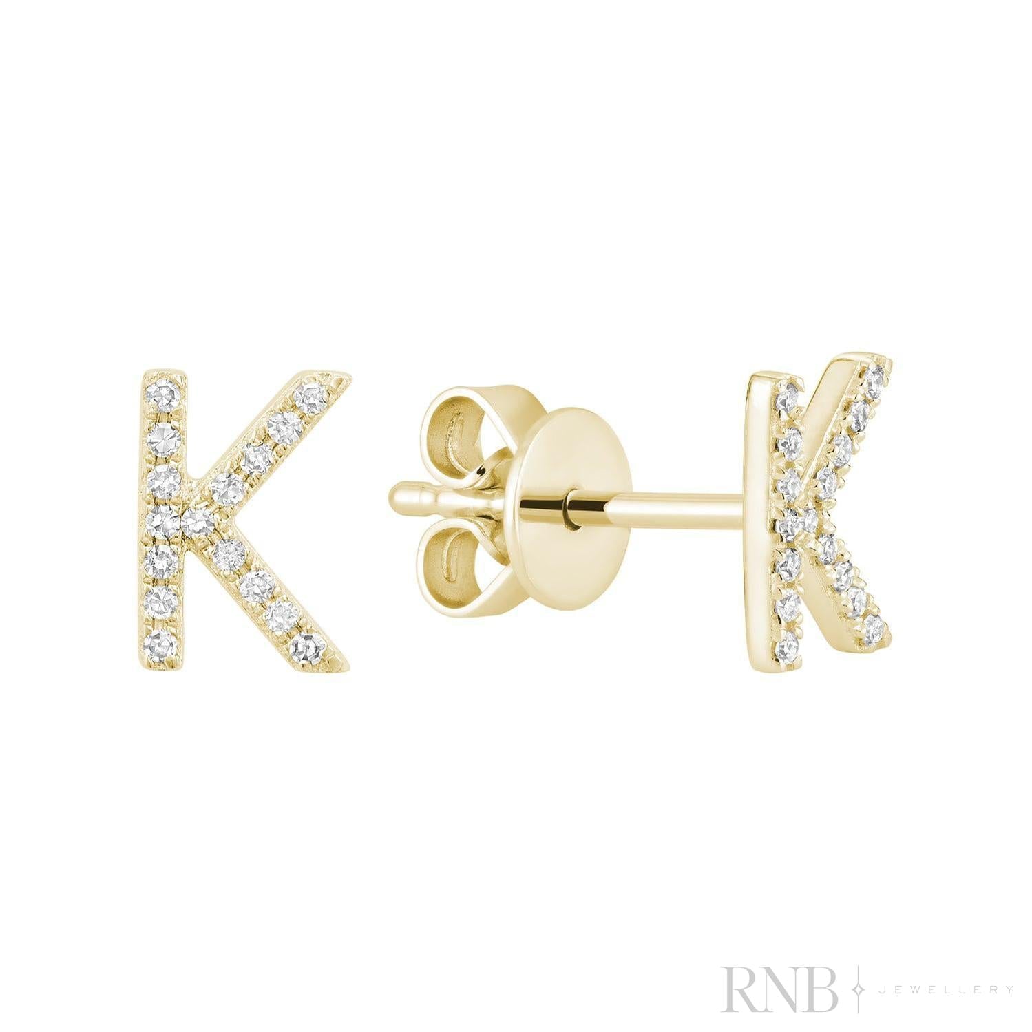 Diamond Initial Stud Earrings (Single)