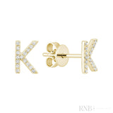 Diamond Initial Stud Earrings (Single)-RNB Jewellery