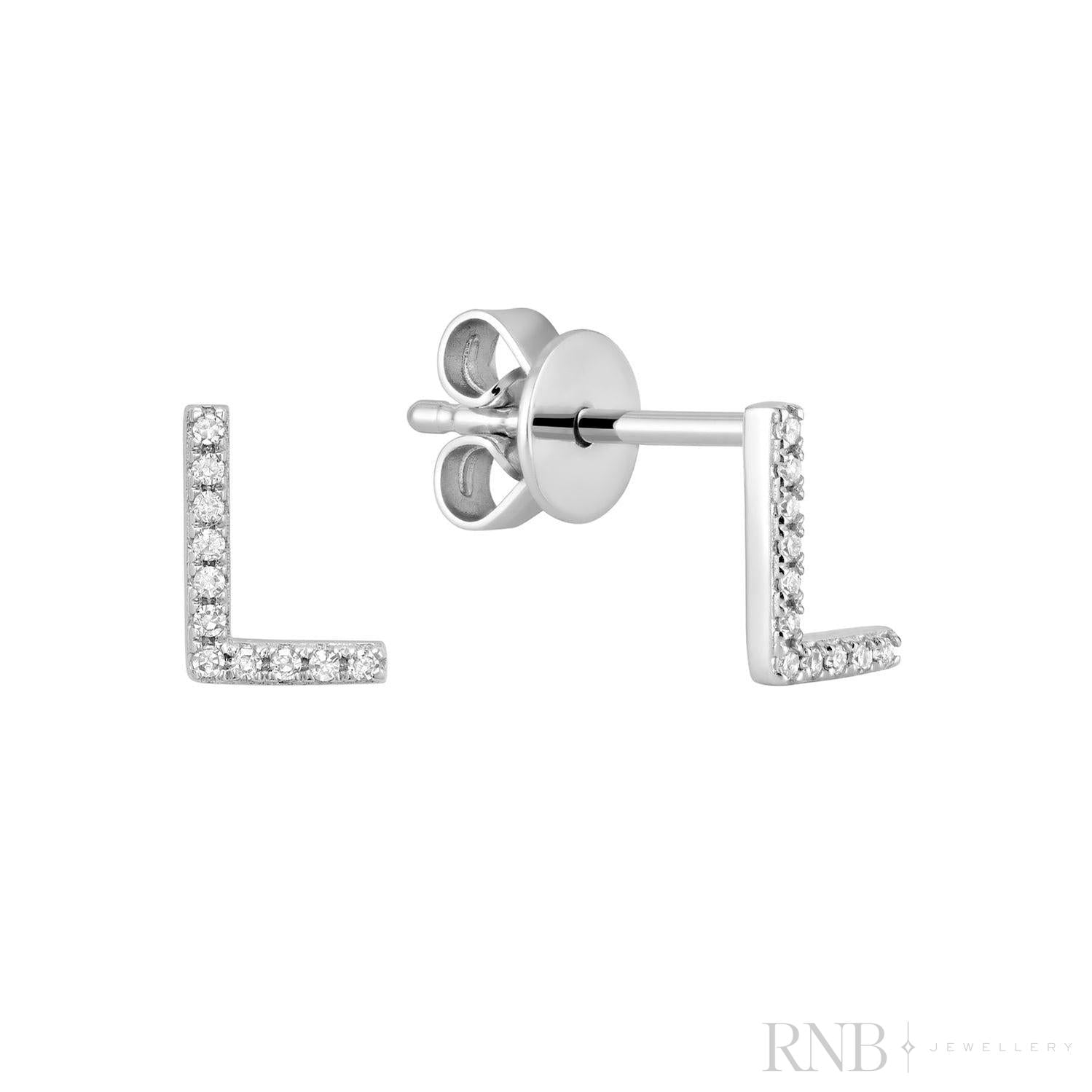 Diamond Initial Stud Earrings (Single)
