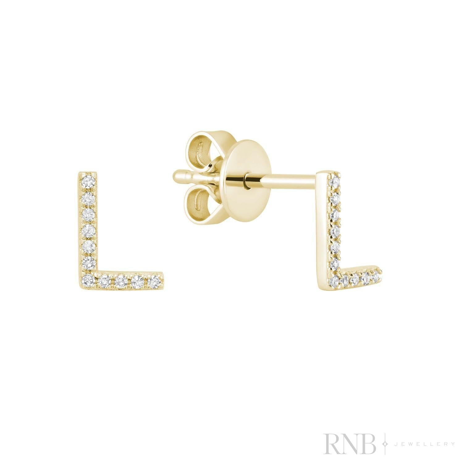 Diamond Initial Stud Earrings (Single)