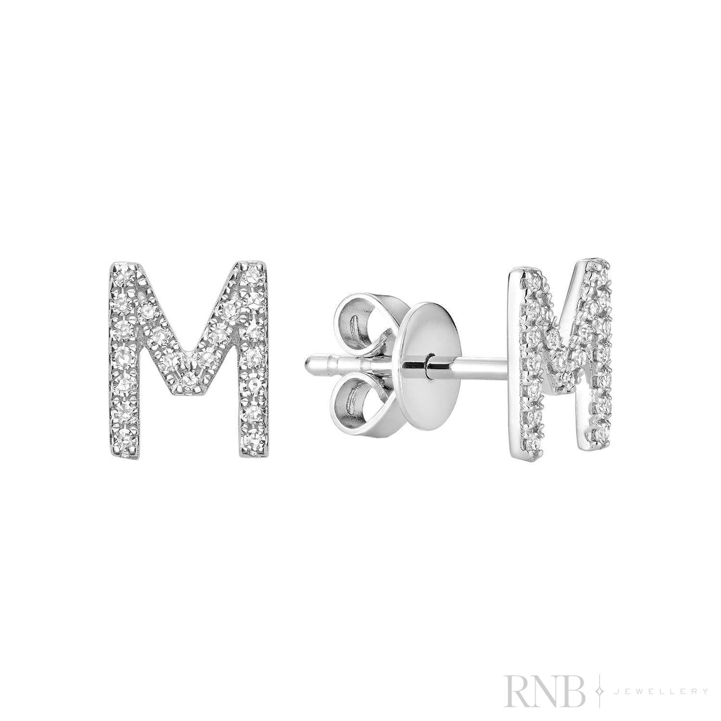 Diamond Initial Stud Earrings (Single)